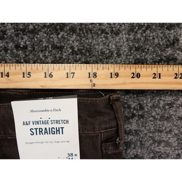 Abercrombie & Fitch Jeans Mens 36x34 Brown Vintage Stretch Straight Preppy NWT - Picture 6 of 16